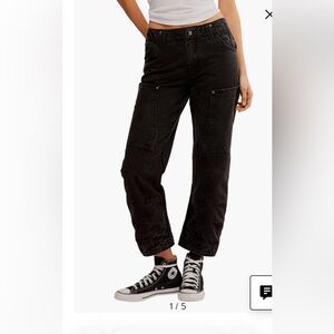 Free People Supersonic High Waist Slim Crop Jeans, 14, washed black